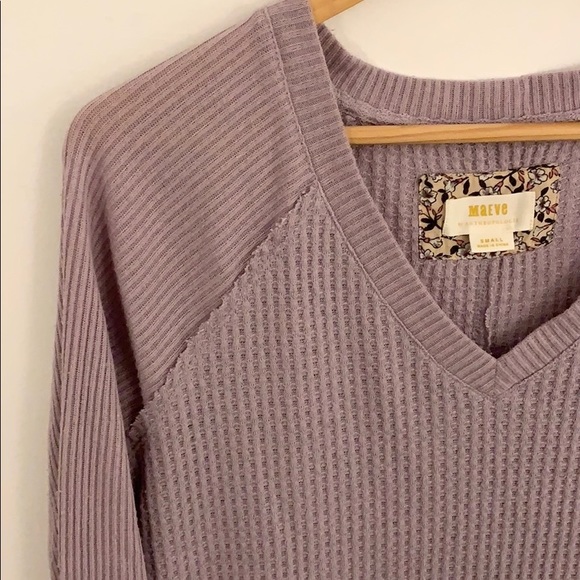 Anthro Maeve Pearson Purple Waffle Knit Tee Sweater - Picture 10 of 16